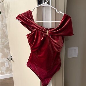 Elegant Red Off-Shoulder Bodysuit